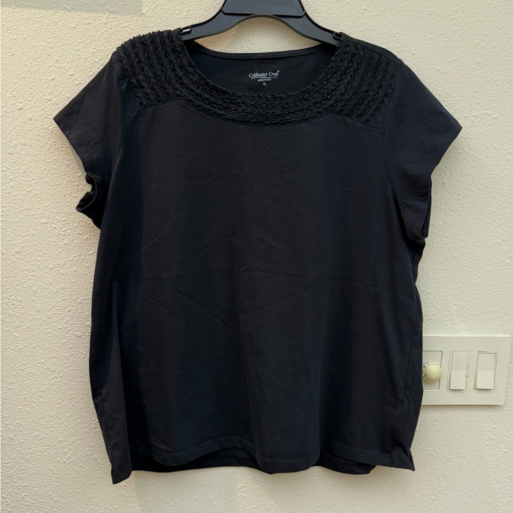 Coldwater Creek Classic Black Women's Tee Top XL